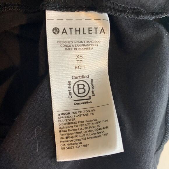 Athleta T Shirt Womens XS Extra Small Black Outbound V Neck Ruched Side Stretch - Picture 10 of 13